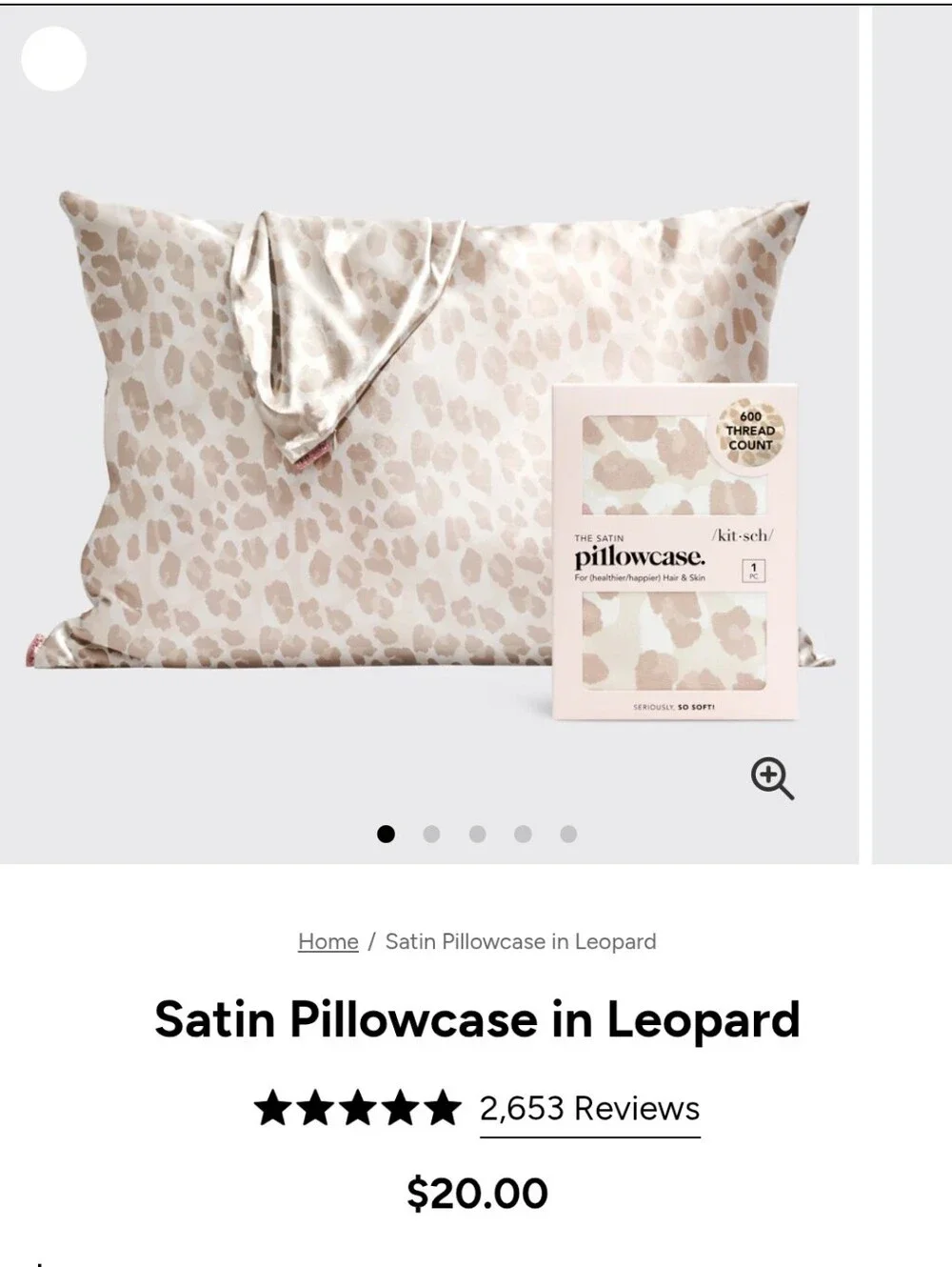 kitsch Satin Pillowcase in Leopard, 4 queen size pillowcases